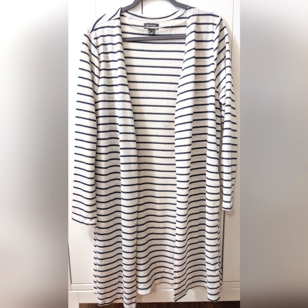 PRIMARK, Navy and cream striped Duster, EUC, Size 10/12.